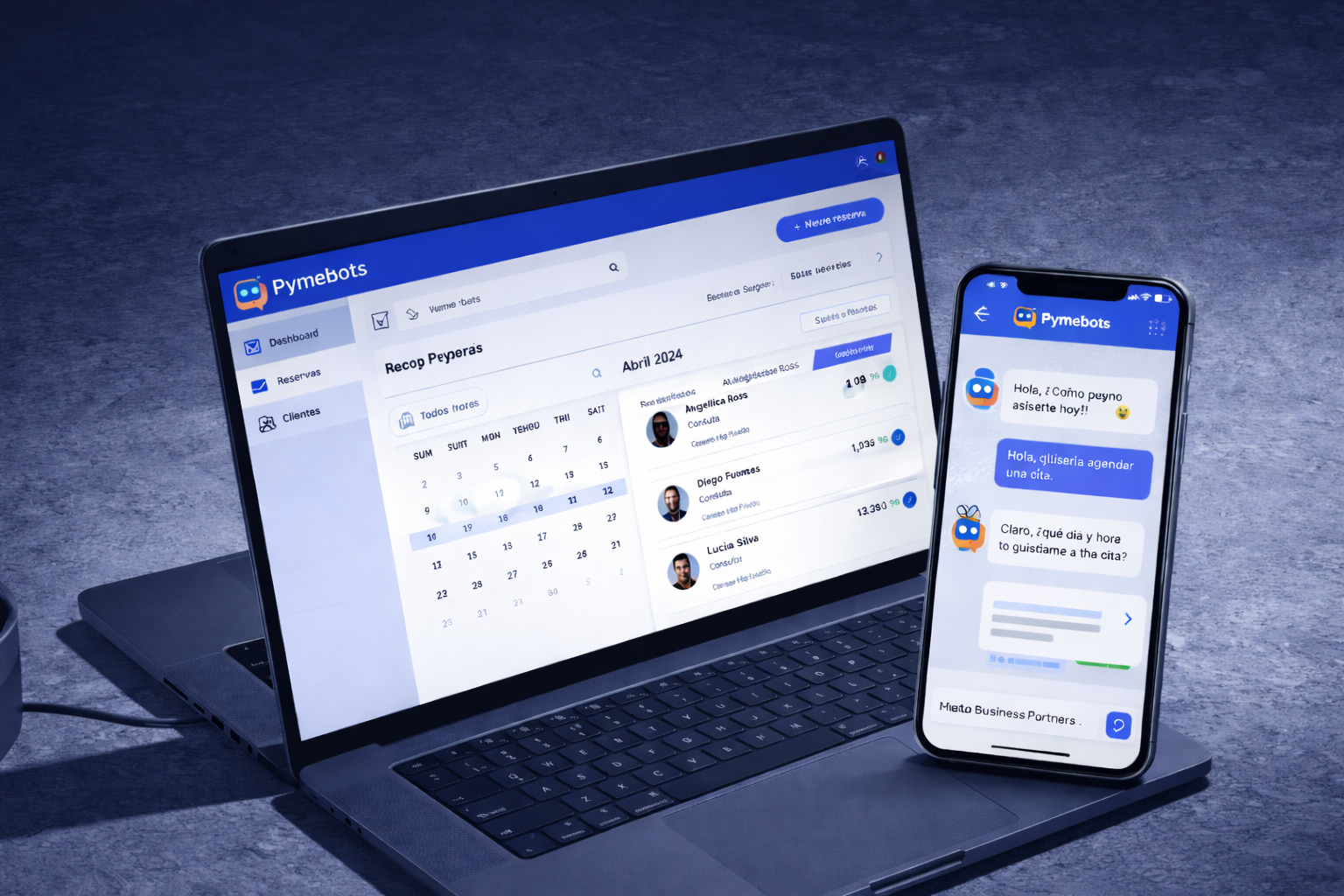 Vista del panel PymeBots en login