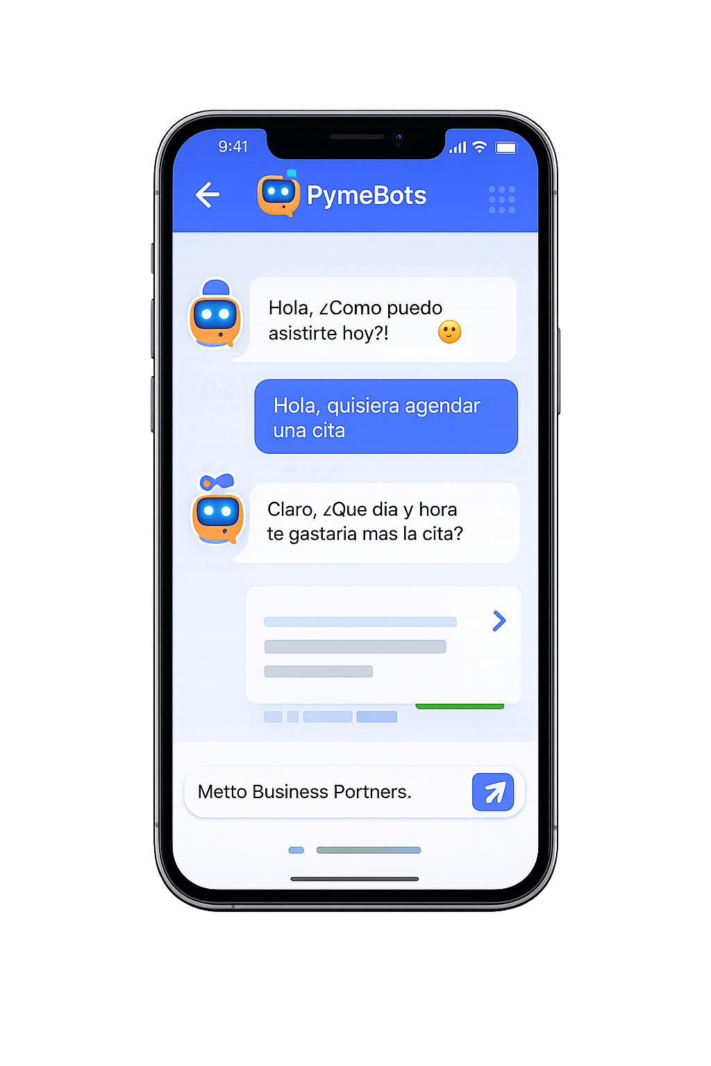 Vista del panel PymeBots